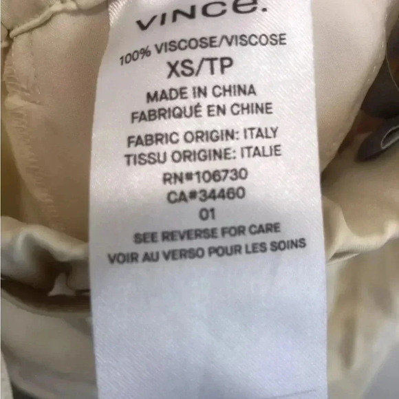 Vince Belted Cross-Over Culotte Pants Wide Leg Satin Workwear Casual‎ XS Cream - Picture 8 of 9